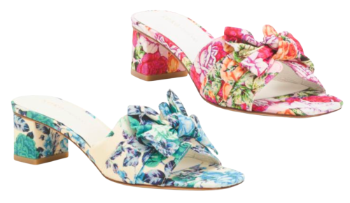 blue or pink floral heel sandals