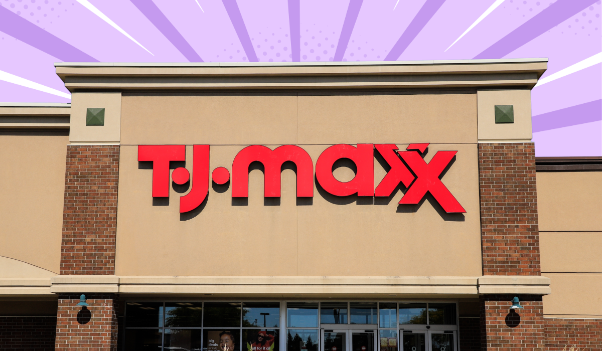 T.J. Maxx store with a light purple background