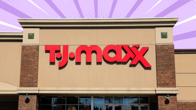 T.J. Maxx store with a light purple background