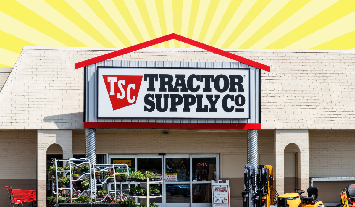 Tractor Supply store with a light yellow background