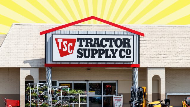 Tractor Supply store with a light yellow background