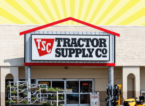Tractor Supply store with a light yellow background