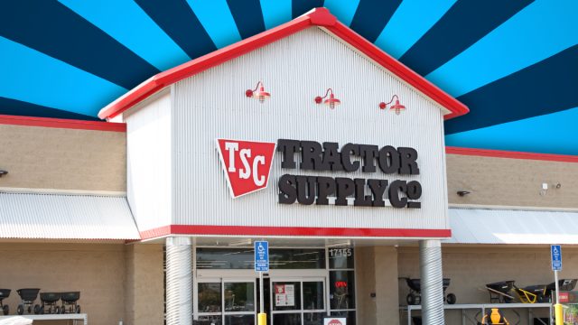 Tractor Supply store with a light and dark blue background