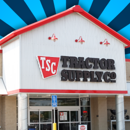 Tractor Supply store with a light and dark blue background