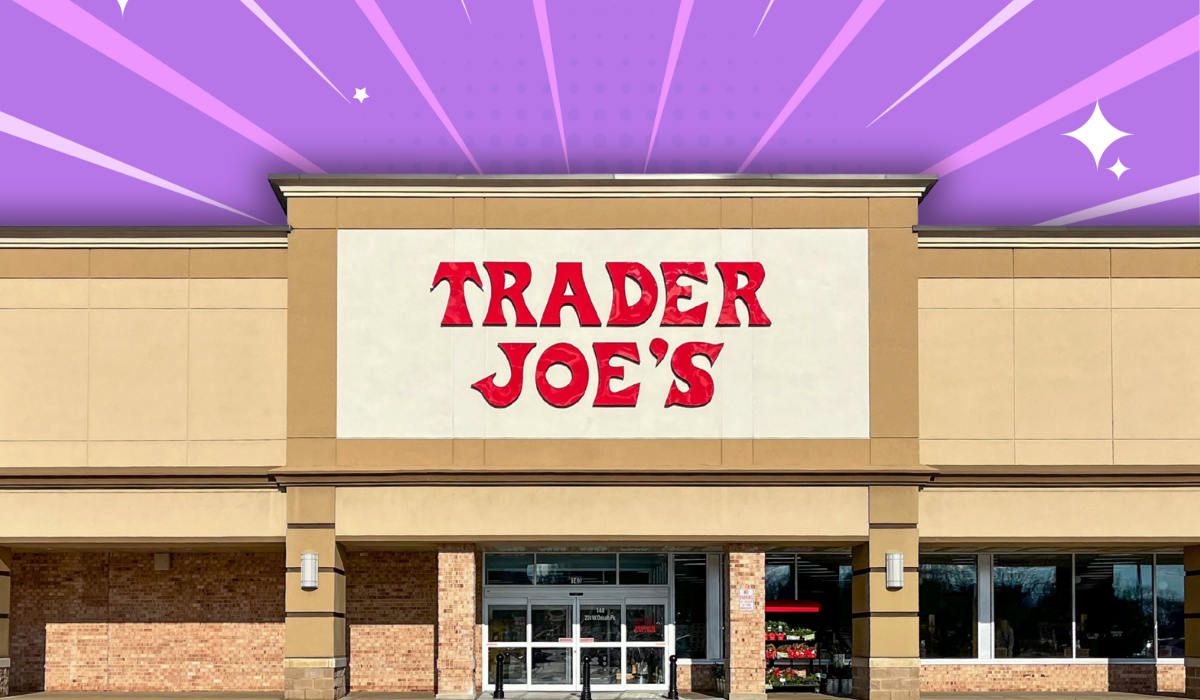 Trader Joe's store with a purple background