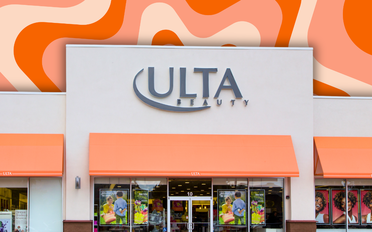 Ulta Beauty store with an orange background