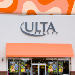Ulta Beauty store with an orange background
