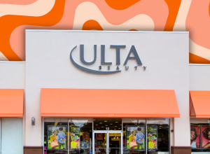 Ulta Beauty store with an orange background