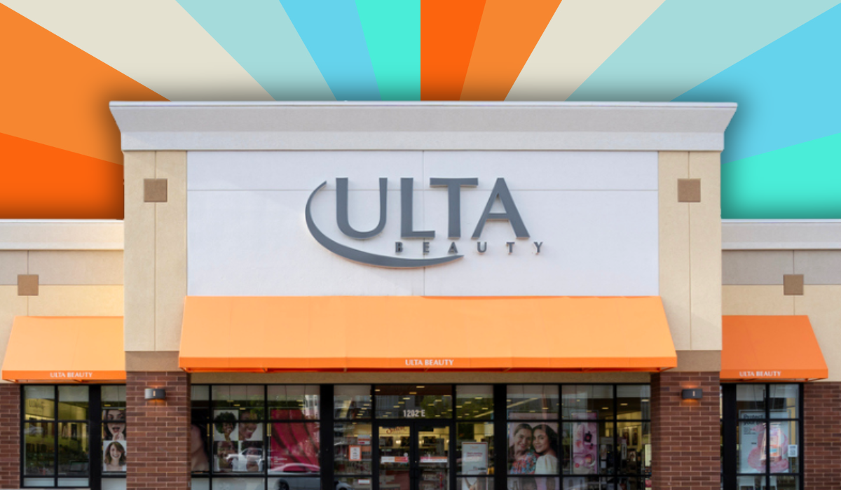 Ulta storefront with a colorful background