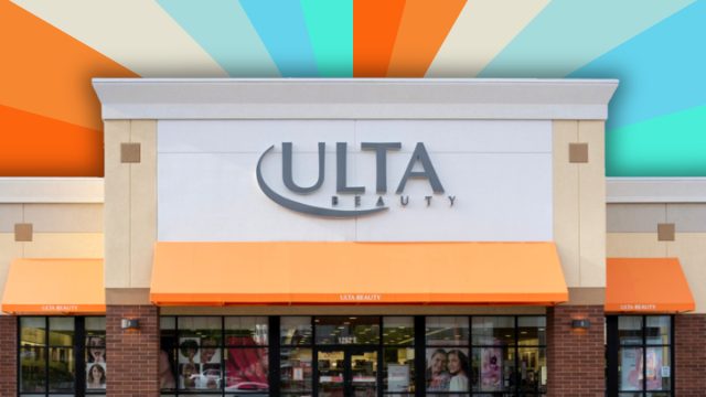 Ulta storefront with a colorful background