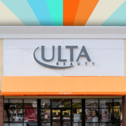 Ulta storefront with a colorful background