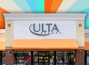 Ulta storefront with a colorful background