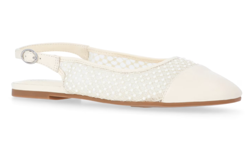cream crochet slingback flat