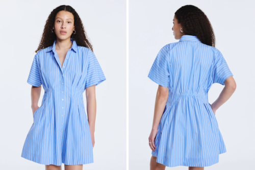 front and back of a light blue sundress