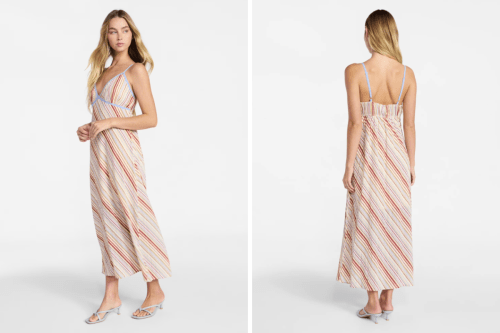 front and back of a striped sundress