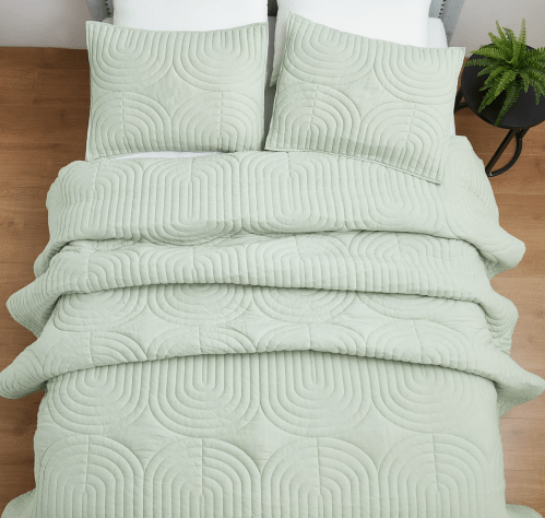 seafoam green geometric quilt set