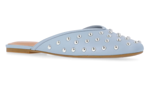 sky blue studded mules