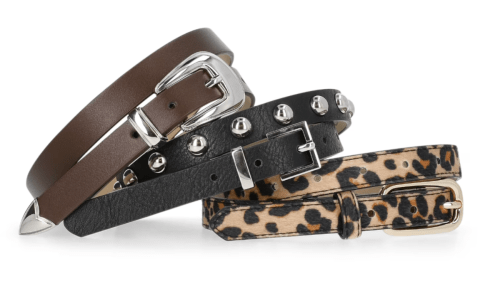 trio of thin leather belts