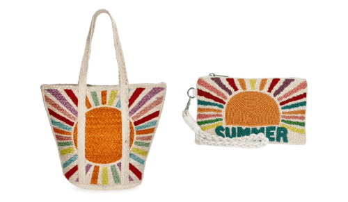 woven summer tote bag and wallet