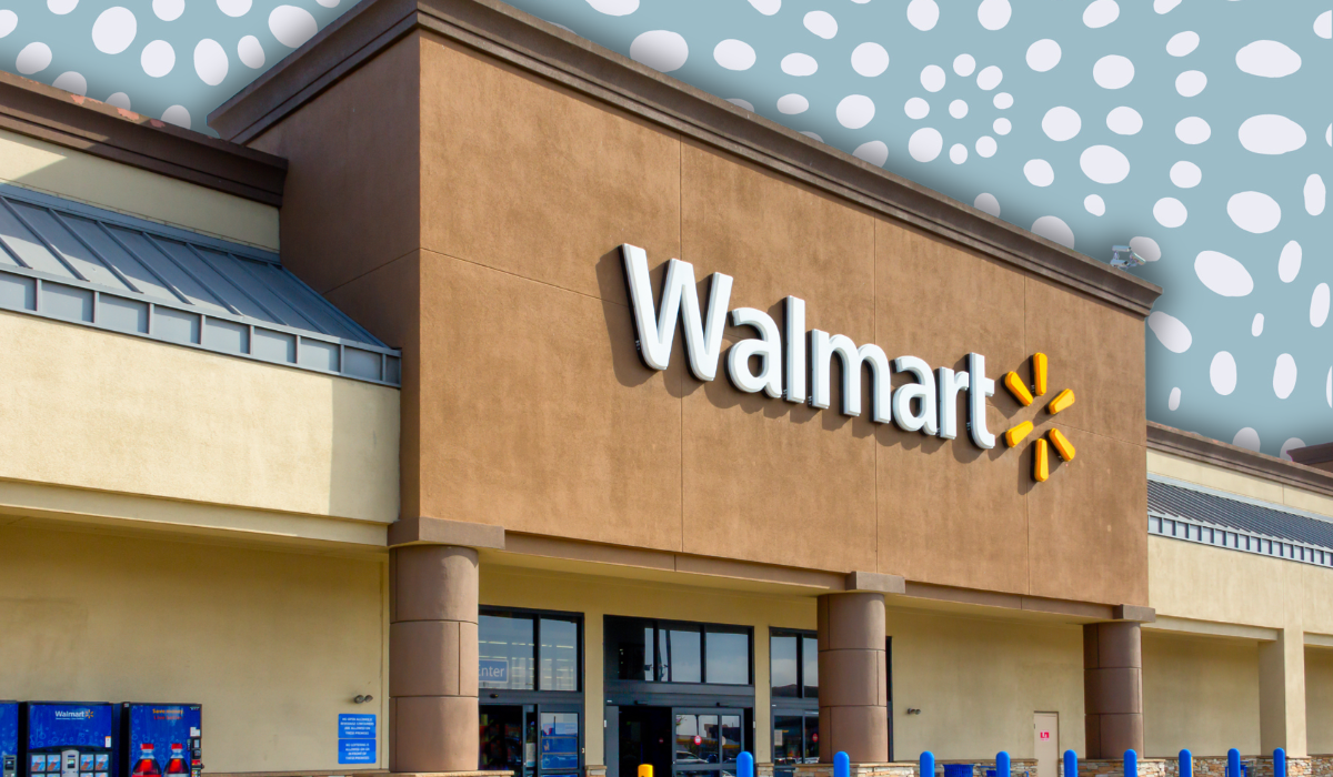 Walmart store with a light blue and white background