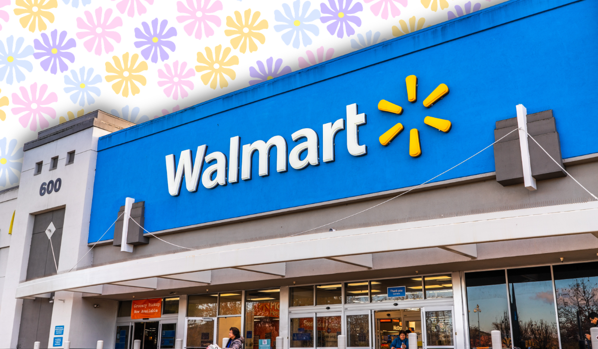 Walmart store with a pastel flower background