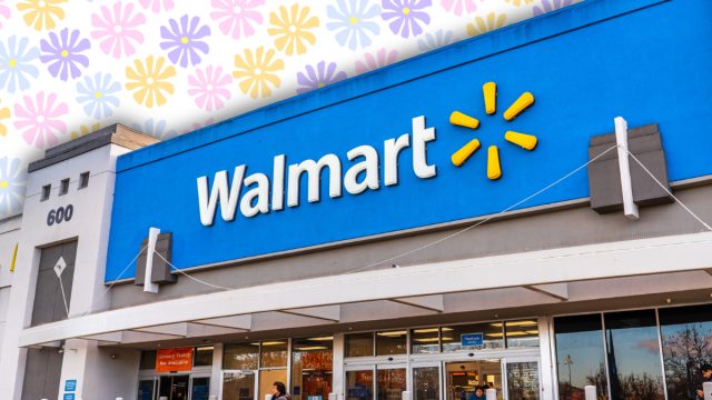 Walmart store with a pastel flower background