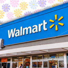 Walmart store with a pastel flower background