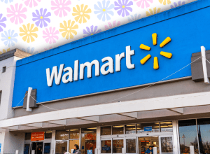 Walmart store with a pastel flower background