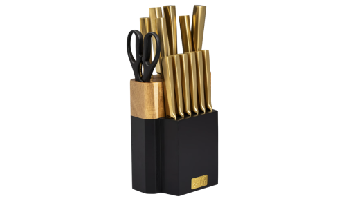 black and gold knife set