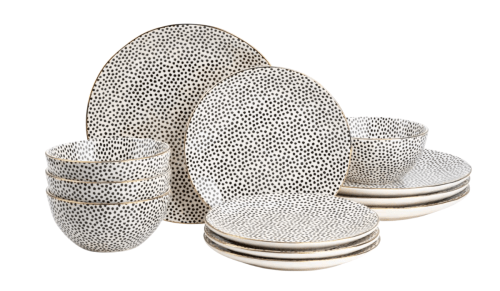 black and white polka dot dishes
