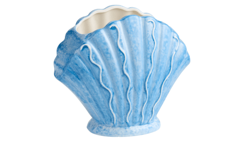 blue seashell utensil holder