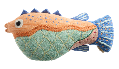 colorful blowfish pillow