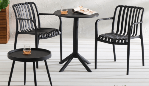 black outdoor bistro set