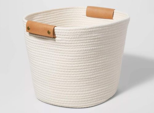 13" Decorative Coiled Rope Basket Cream - Brightroom™