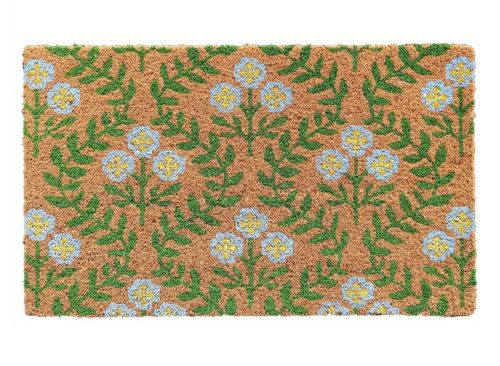 18"x30" Boxwood Flower Coir Doormat Nautral/Green/Blue