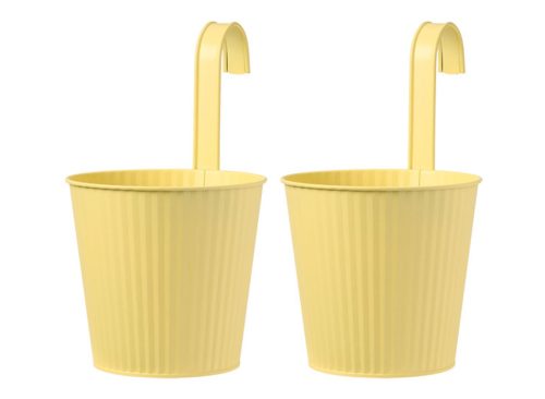 2 Pack Metal Hang Planters, Yellow