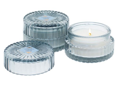 2 Pack Ribbed Glass Candles - Blue, Coffee