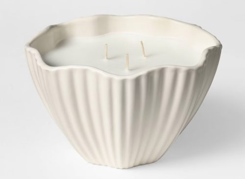 3 Wick Wavy Ribbed Ceramic Blushed Tonka Jar Candle Ivory 18oz - Threshold™ designed with Studio McGee