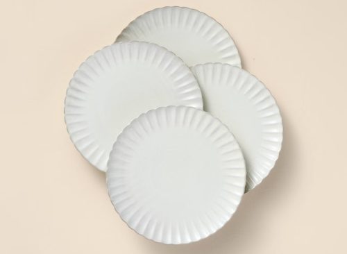 4pk 8.5" Scalloped Edge Stoneware Salad Plates Cream - Hearth & Hand™ with Magnolia