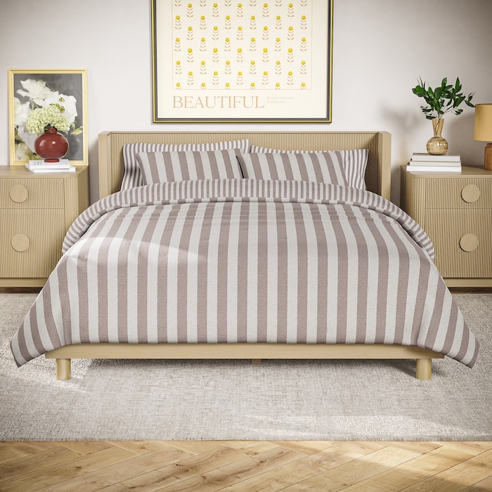 Beautiful Cotton Striped 3-Piece Natural Comforter Set