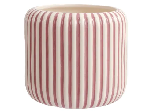 Beautiful 8" Rose Pink Stripe Ceramic Planter by Drew Barrymore