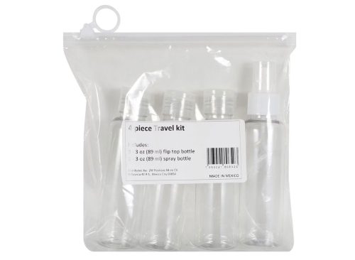 Beauty Care Travel Bag with 4 Travel Size Bottles