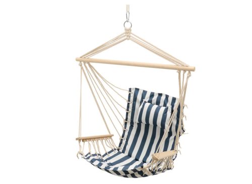 Belavi Hanging Hammock Chair, Blue Striped