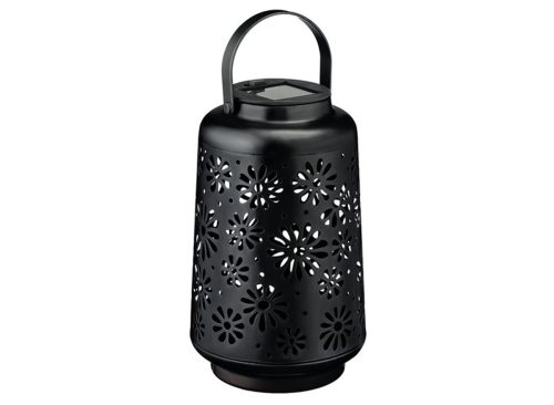Belavi Solar Decorative Metal Lantern, Black Flower