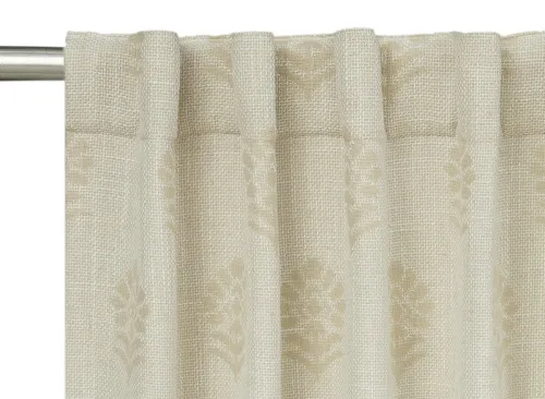 Better Homes & Gardens Floral Block Print Blackout Single Curtain Panel, Beige, 50"W x 84"L