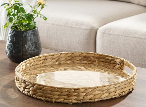Better Homes & Gardens Natural Water Hyacinth Round Decorative Tray, 16"