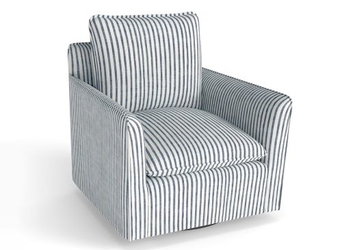 Bonzy Home 360° Swivel Chair with Thick Cushion – Blue Stripe Fabric Accent Chair for Living Room, Bedroom, Office – Fully Assembled