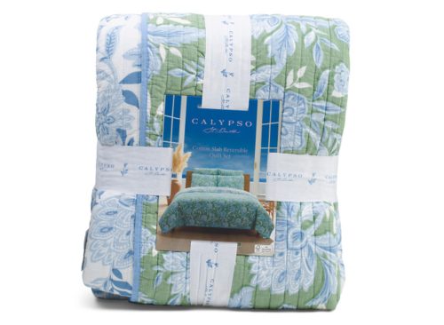 CALYPSO ST. BARTH Cotton Floral Reversible Quilt Set