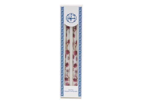 CHEFANIE Set Of 2 11.5in Cherry Blossom Taper Candles