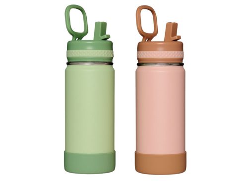  CROFTON 2 Pack Stainless Steel Bottles - Coral & Green